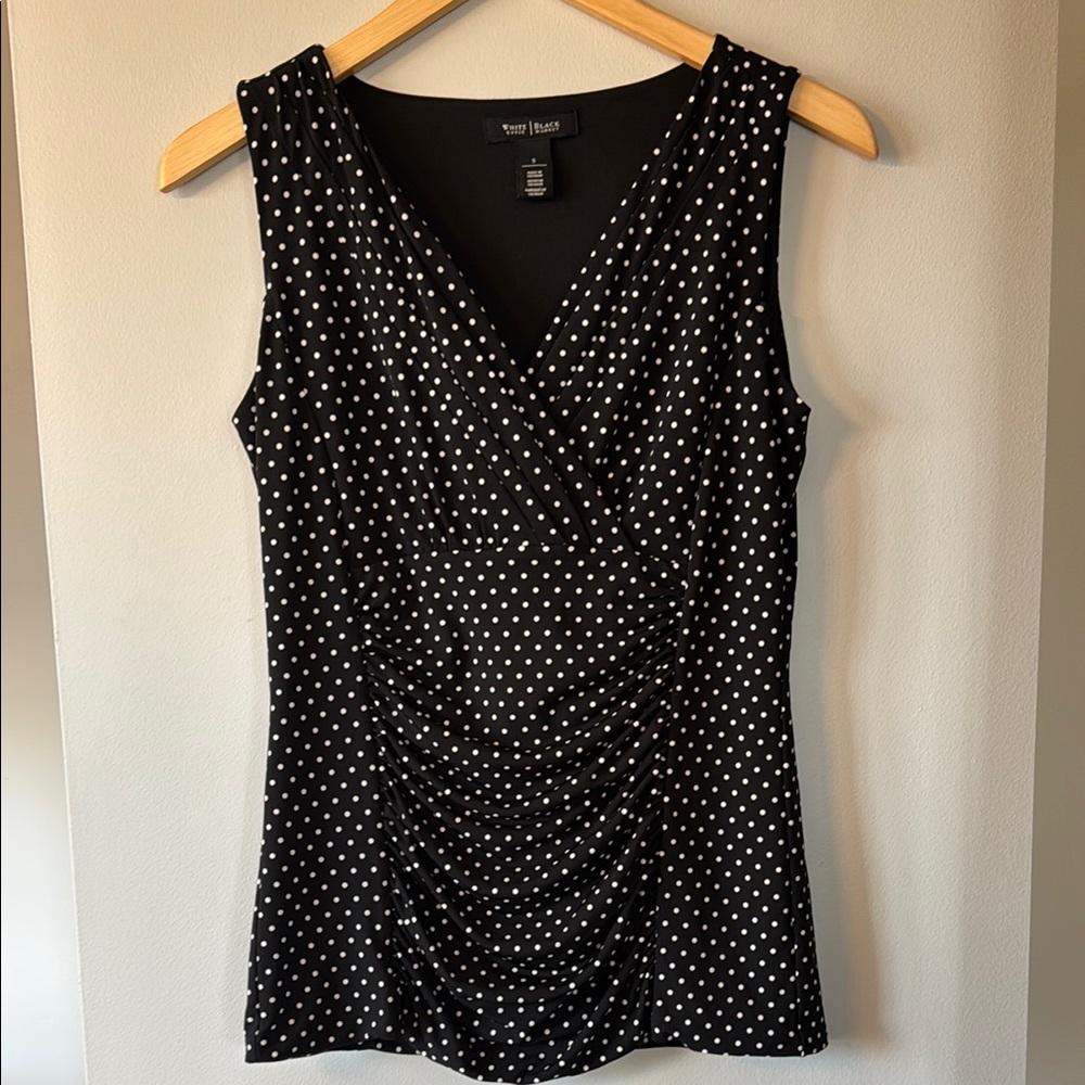 WHBM Black Polka Dot Sleeveless Top